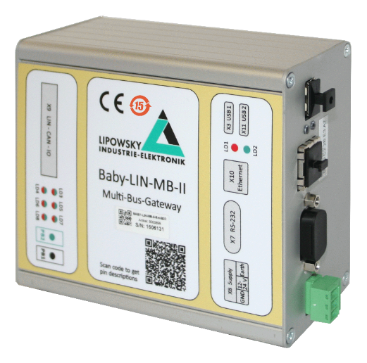 Baby-LIN-MB-II: LIN- and CAN-Bus simulator with RS-232/Ethernet interface