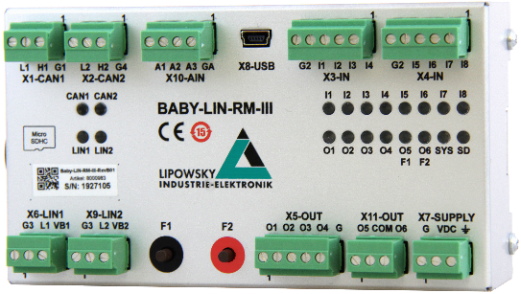 Baby-LIN-RM-III: LIN- and CAN-Bus simulator with digital I/O interface